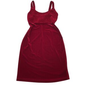 90s Current‎ Red Velvet Dress Textured Party Cocktail Sleeveless Size L